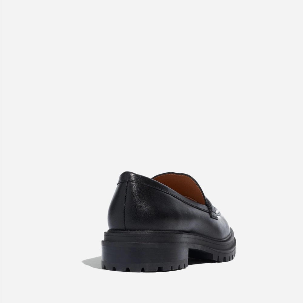 Classic Black Leather Lug-Sole Loafers for Women - Picture 4 of 12